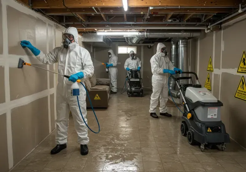 Basement Moisture Removal and Structural Drying process in Potala Pastillo, PR